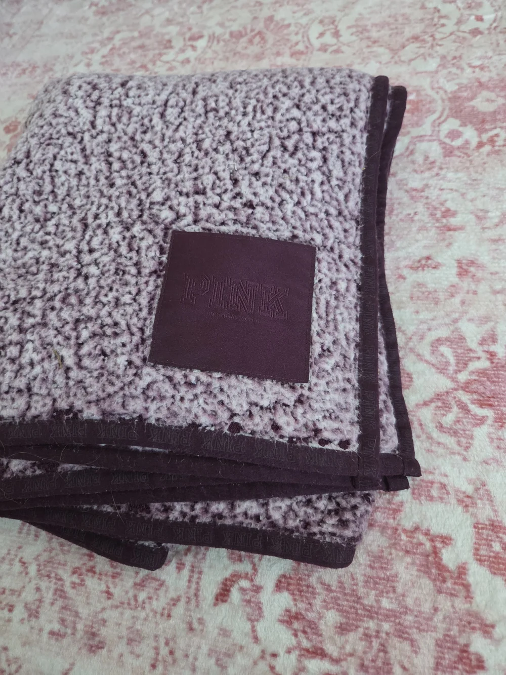 Plush Sherpa Throw Blanket - Mauve by VS PINK